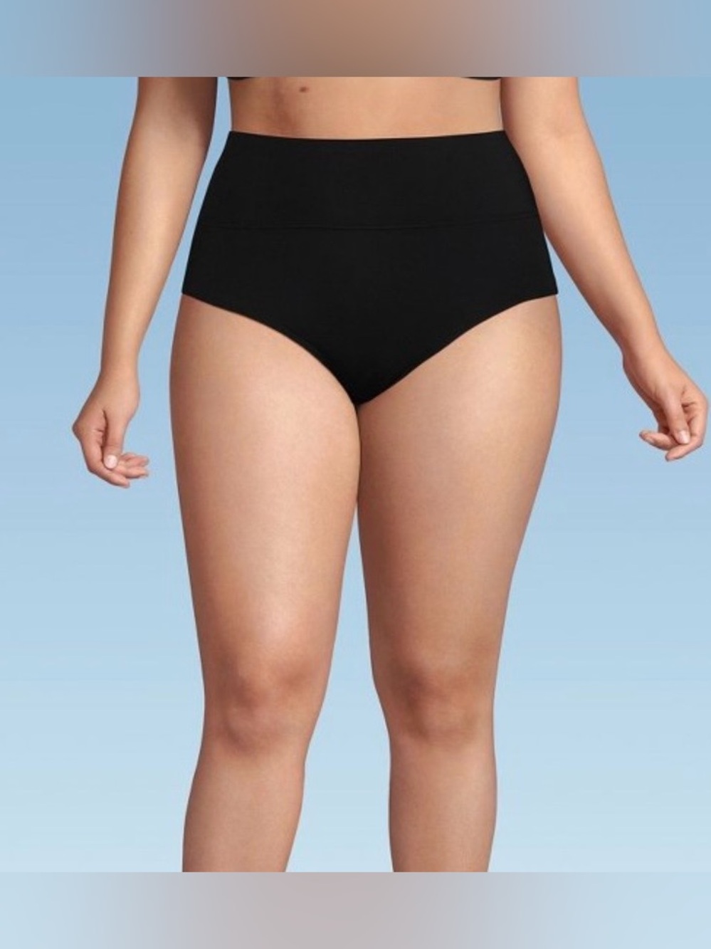 Lands End Bikini Bottom Pinchless High Waisted 18W Black